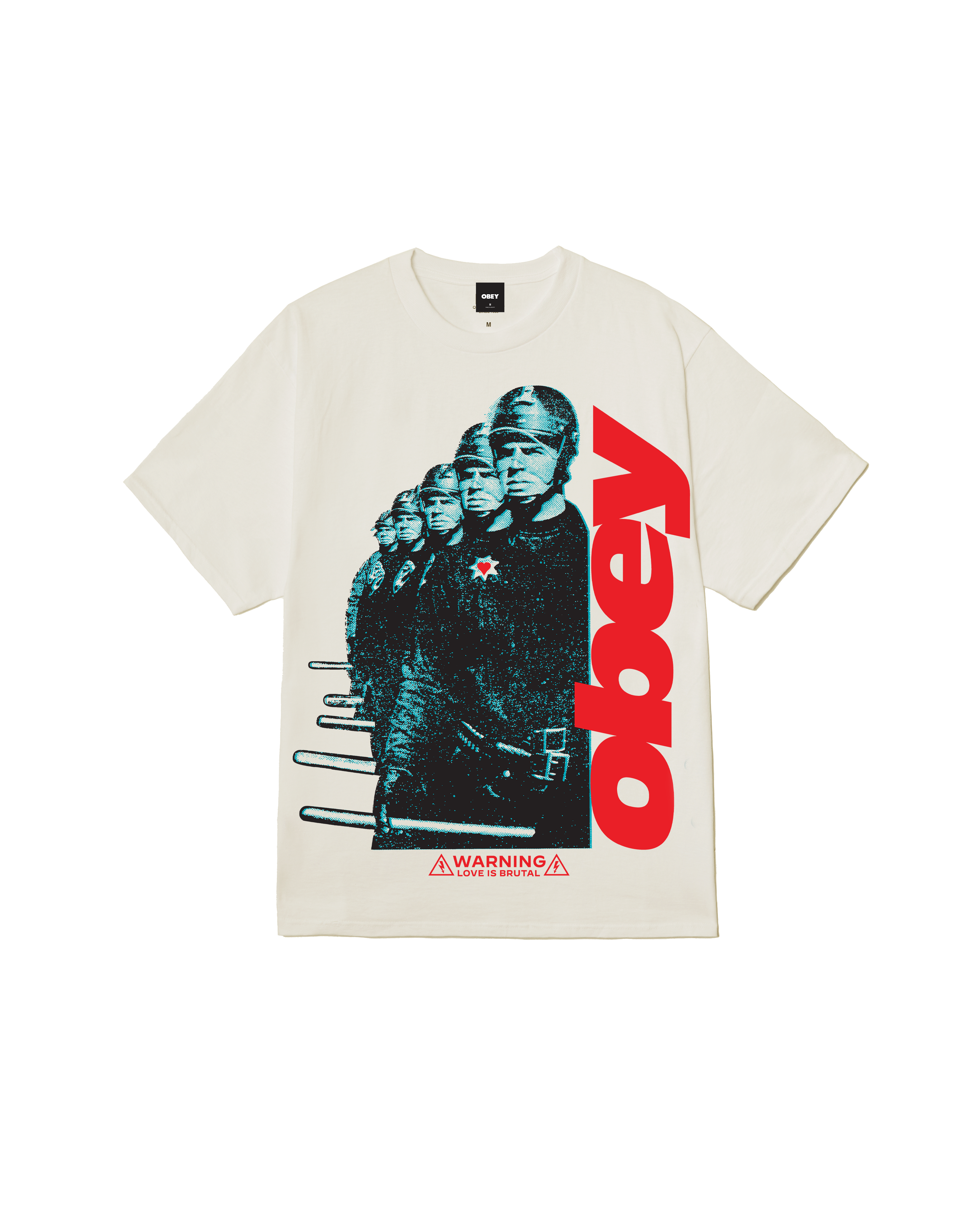 Obey Love Is Brutal T-Shirt Vintage White Herren Shirt Print weiß